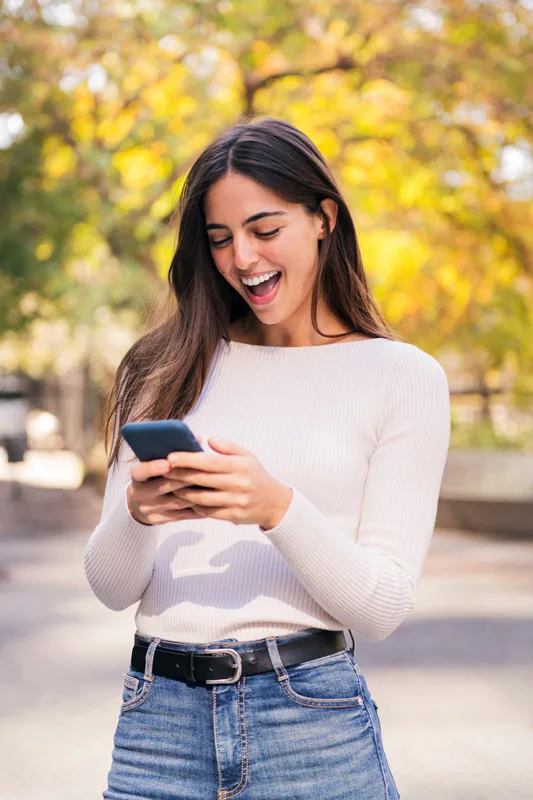 woman checking her phone